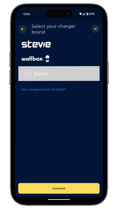 EQ App - EV Charger Selection Screen - Zaptec