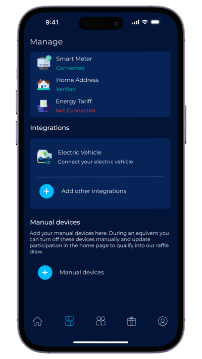 EQ App - Manage Tab - Add Tariff