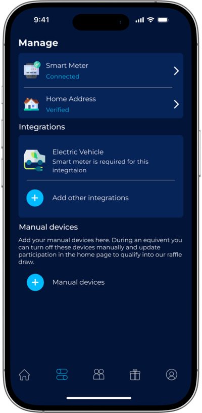 EQ App - Manage Tab