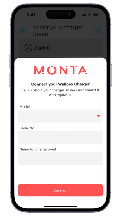 EQ App - Monta Login Screen