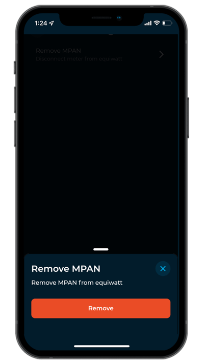 App Screenshot - Smart Meter Settings remove MPAN - confirmation
