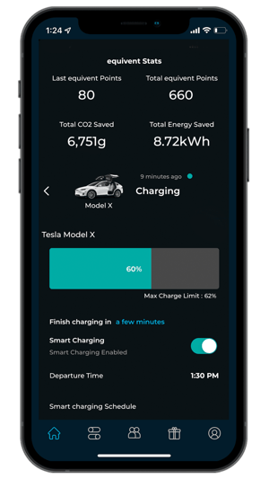 EV charging screen