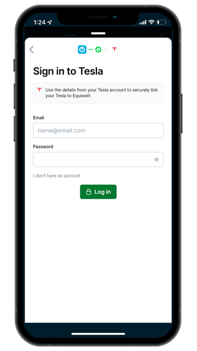 EV setup - Tesla sign in