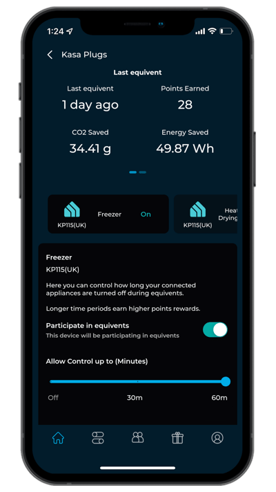 Kasa plug settings screen