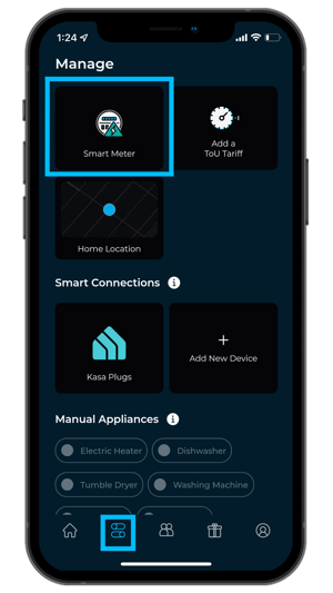 Manage Tab - Smart Meter Connected