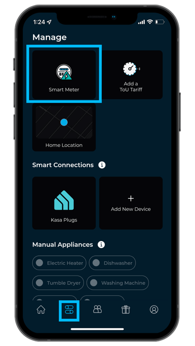 Manage Tab - Smart Meter Connected