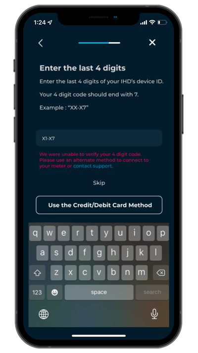 Onboarding Flow - Enter the last 4 digits INCORRECT