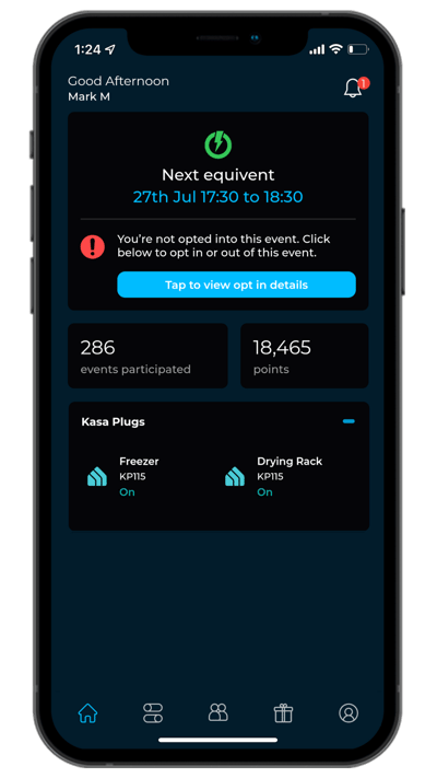 Updated UIs - Home Screen - Opted Out of Upcoming Event