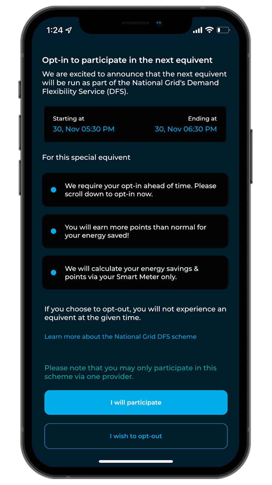 DFS Opt In screenshot